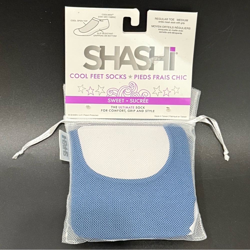 SHASHI Sweet Open Style Clean & Cool Denim Barre Pilates Yoga Full Grip Socks M
